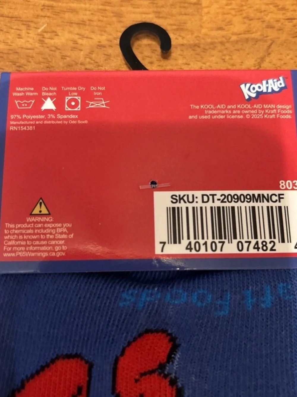 Kool-Aid Man Crew Socks One Pair For Mens Size 6-12
